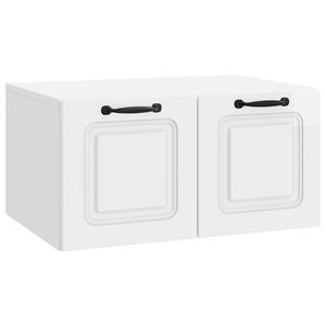 vidaXL Oglindă TV montată pe perete Alb foarte lucios Lemn prelucrat