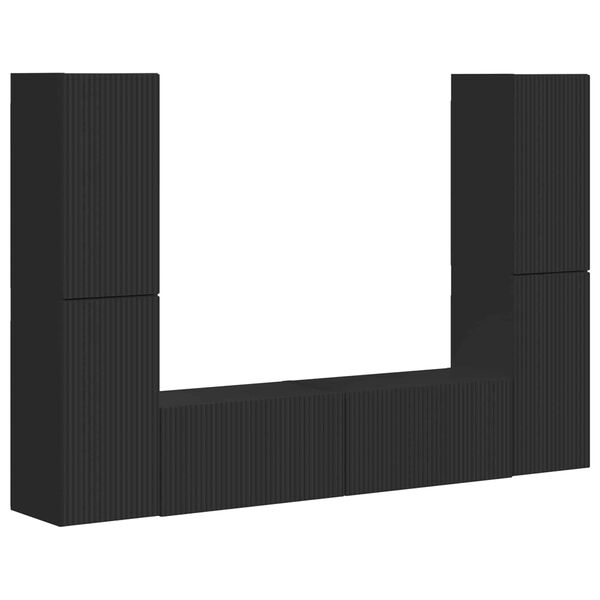 vidaXL Set comodă TV 6 pcs Negru Lemn compozit