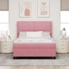 vidaXL Pat cu arcuri cu saltea cu headboard Roz 140 x 200 cm Catifea