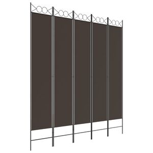 vidaXL Paravan de cameră cu 5 panouri, maro, 200x220 cm, textil