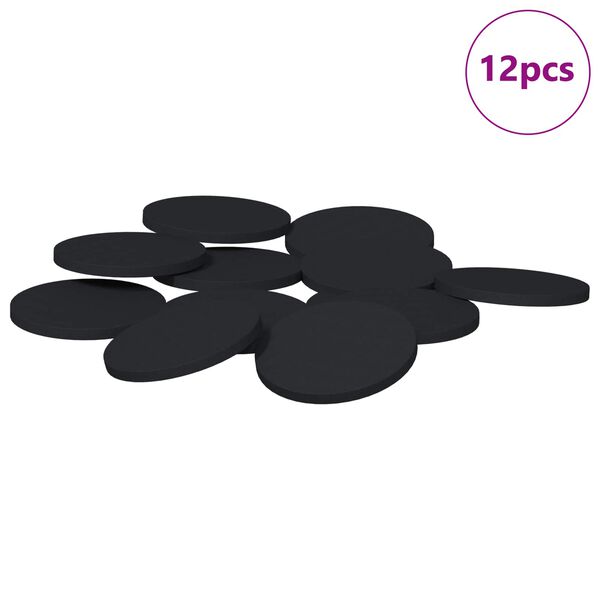 vidaXL Tampoane pentru Picioare de Mobilier 12 pcs Negru &Oslash; 30 x 2 mm