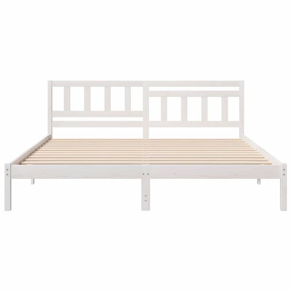 vidaXL Cadru de pat cu headboard Alb 200 x 200 cm Lemn de pin masiv