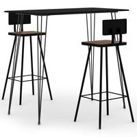 vidaXL Set mobilier de bar, 3 piese, negru