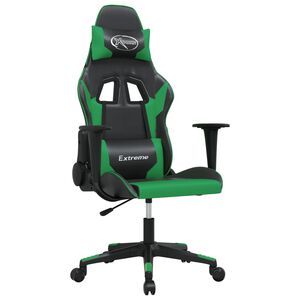 vidaXL Scaun de gaming de masaj, negru și verde, piele ecologică