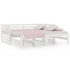 vidaXL Pat de zi extensibil, alb, 2x(90x190) cm, lemn masiv de pin