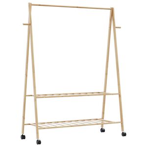 vidaXL Suport pentru haine cu rafturi și roți 132x45,5x155,5 cm bambus