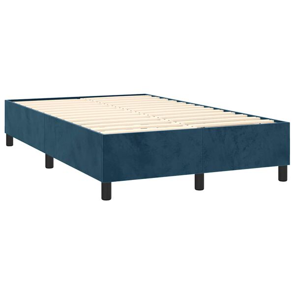 vidaXL Pat box spring cu saltea, albastru &icirc;nchis, 120x200 cm, catifea