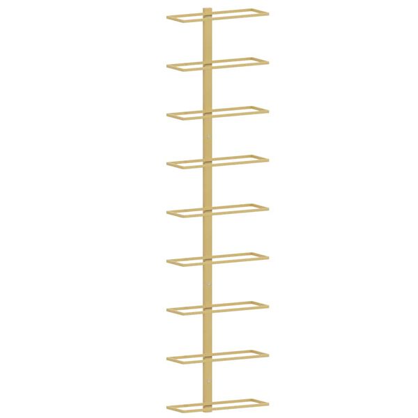 vidaXL Suport sticle de vin, de perete, 9 sticle, auriu, fier