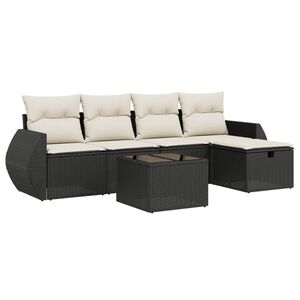 vidaXL Set mobilier de grădină cu perne, 5 piese, negru, poliratan