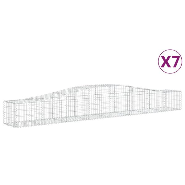 vidaXL Coșuri gabion arcuite 7 buc, 400x50x40/60 cm, fier galvanizat