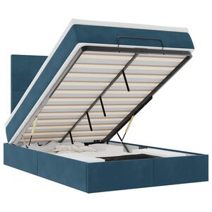 vidaXL Cadru pat otoman cu saltele Albastru &icirc;nchis 120x190cm catifea