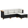 vidaXL Set mobilier de grădină cu perne, 4 piese, negru, poliratan