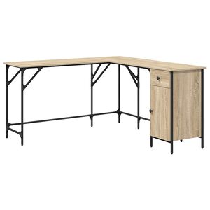 vidaXL Birou, stejar sonoma, 141x141x75 cm, lemn prelucrat