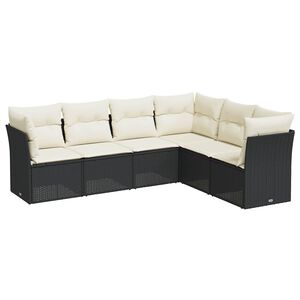 vidaXL Set mobilier de grădină cu perne, 6 piese, negru, poliratan
