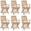 vidaXL Scaune grădină pliabile, cu perne, 6 buc., lemn masiv de acacia