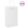 vidaXL Pungi de h&acirc;rtie 250 buc cu m&acirc;nere albe 21x11x36 cm