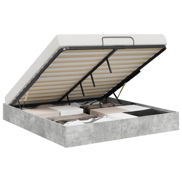 vidaXL Cadru de pat otoman Gri Beton 160 x 200 cm Lemn prelucrat