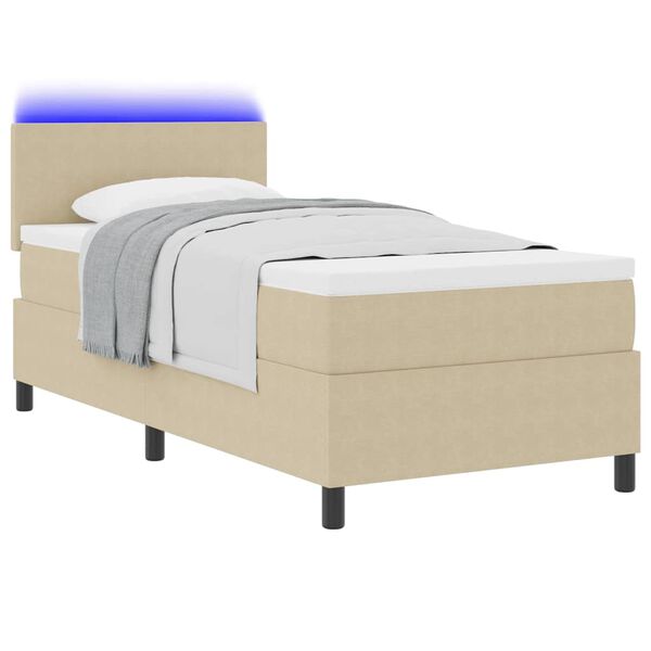 vidaXL Pat cu arc LED cu headboard Gri deschis și alb. 80 x 200 cm