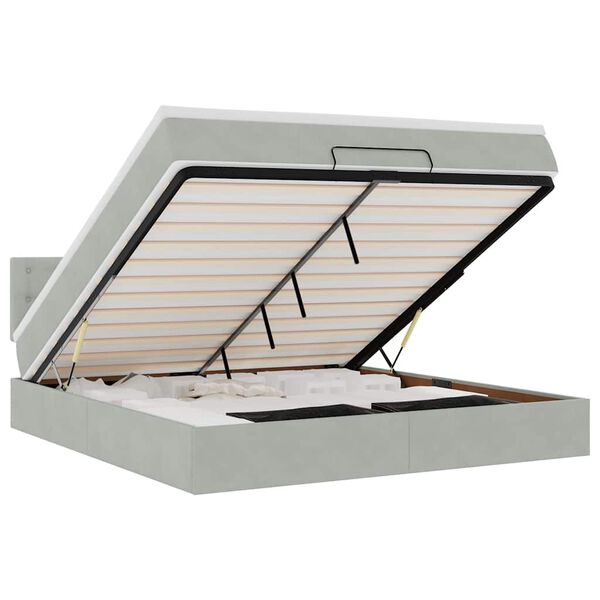 vidaXL Cadru de pat otoman cu saltea Gri deschis 180x200cm catifea