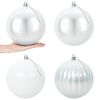 vidaXL Set de globuri de Crăciun XXL 4 buc. Alb Diam. 20 cm Plastic