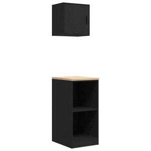 vidaXL Dulapuri de garaj 2 buc Lemn negru prelucrat