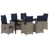 vidaXL Set de masă pentru grădină cu pernă 7 pcs Negru Rattan poli