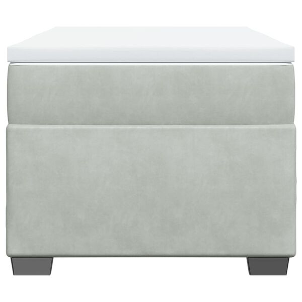 vidaXL Pat box spring cu saltea, gri deschis, 100x200 cm, catifea