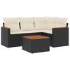 vidaXL Set mobilier de grădină cu perne, 5 piese, negru, poliratan