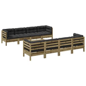 vidaXL Set canapea de grădină cu perne, 9 piese, lemn de pin tratat