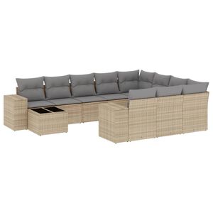 vidaXL Set canapele de grădină cu perne, 11 piese, bej, poliratan