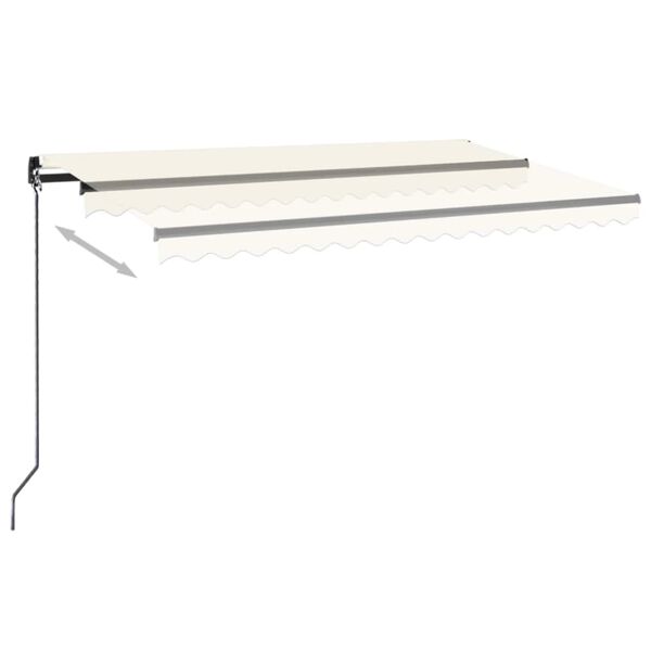 vidaXL Copertină retractabilă manual cu LED, crem, 450x350 cm