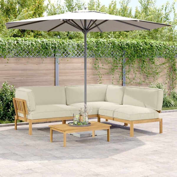 vidaXL Set de canapea cu pernă Simplu 4 pcs Crem Lemn Solid de Acacia