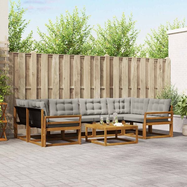 vidaXL Set de canapele de exterior 7 pcs Gri natural și deschis