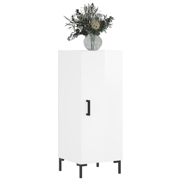 vidaXL Servantă, alb extralucios, 34,5x34x90 cm, lemn compozit