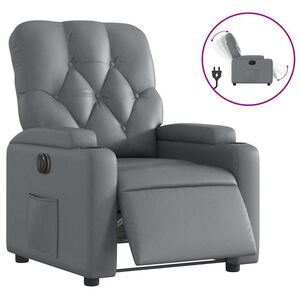 vidaXL Fotoliu rabatabil electric, gri, piele ecologică
