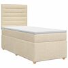 vidaXL Pat boxspring cu saltea cu headboard Crem 90 x 190 cm Țesătură