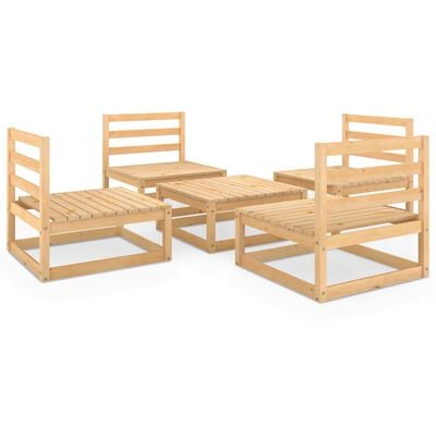 vidaXL Set mobilier relaxare de grădină, 5 piese, lemn masiv de pin