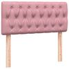 vidaXL Pat box spring cu saltea, roz, 90x210 cm, catifea