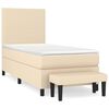 vidaXL Pat box spring cu saltea, crem, 90x200 cm, textil