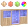 vidaXL Servantă cu lumini LED, stejar sonoma, 181,5x37x100 cm