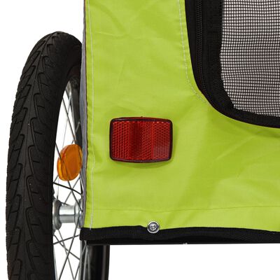 vidaXL Remorcă de bicicletă pentru câini verde&gri, textil oxford&fier