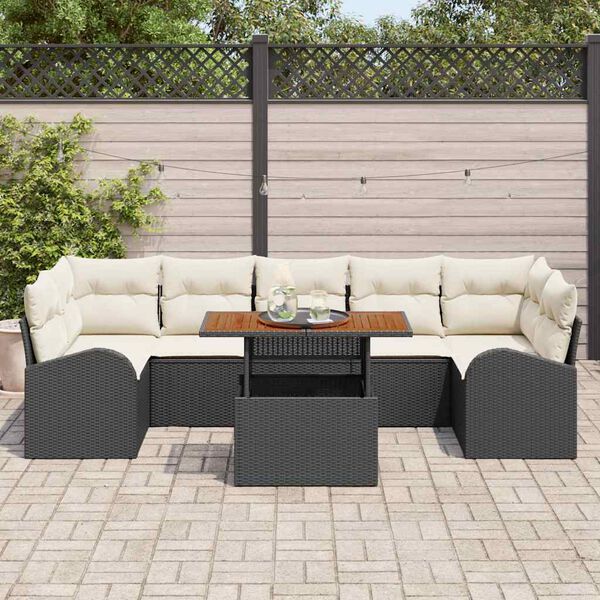 vidaXL Set de canapele pentru grădină 8 pcs Negru Rattan poli