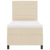 vidaXL Pat cu arcuri cu saltea cu headboard Crem 90 x 190 cm țesătură