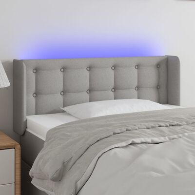 vidaXL Tăblie de pat cu LED, gri deschis, 103x16x78/88 cm, textil