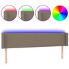 vidaXL Tăblie de pat cu LED, gri taupe, 183x16x78/88 cm, textil