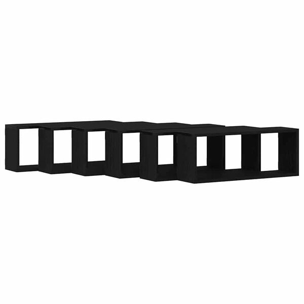vidaXL Șemele de perete cu raft 6 pcs Stejar Negru 60 x 15 x 23 cm