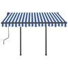 vidaXL Copertină retractabilă manual cu LED, albastru&alb, 3x2,5 m