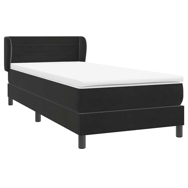 vidaXL Pat box spring cu saltea, negru, 80x220 cm, catifea