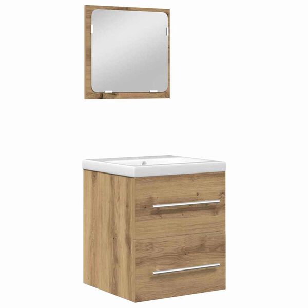 vidaXL Set de mobilier pentru baie 2 pcs Stejar Negru Lemn compozit