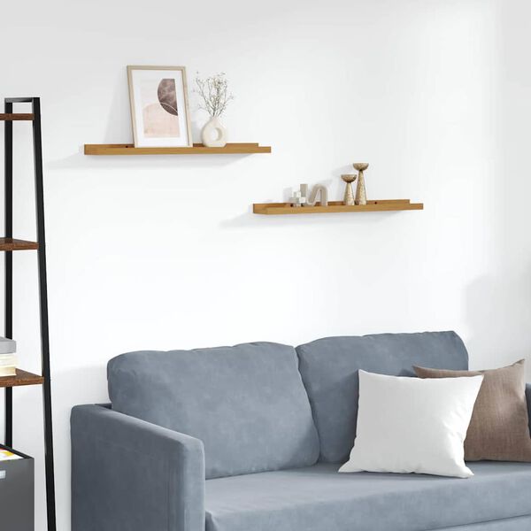 vidaXL Raft de perete cu raft 2 pcs Bej 60 x 9 x 3 cm Lemn compozit